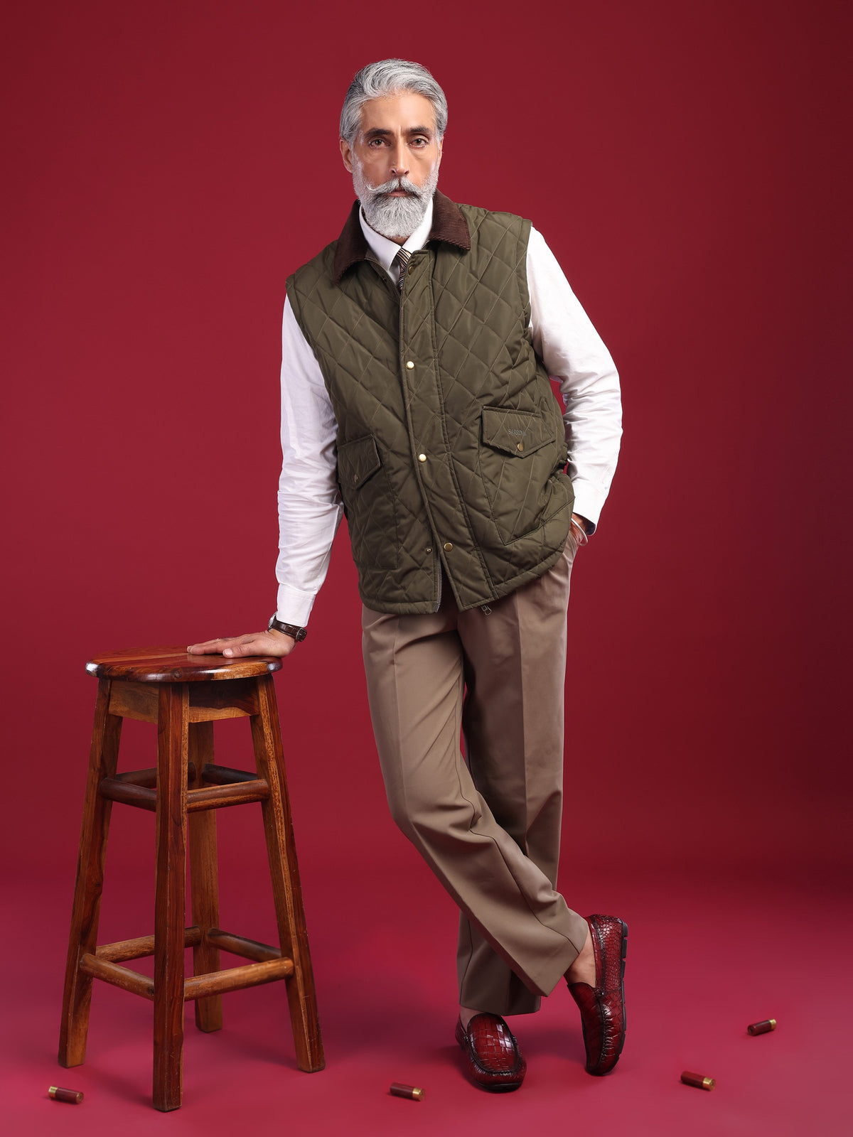 The Tagore Jacket: Olive Green Gilet