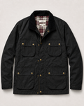 The Gorkha Jacket- Men's Black Waxed Jacket with Courduroy Collar