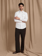 The Karikala: Slim Fit White-Grey Striped Oxford Shirt
