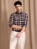 The Rawal: Slim Fit Checkered Maroon Oxford Shirt