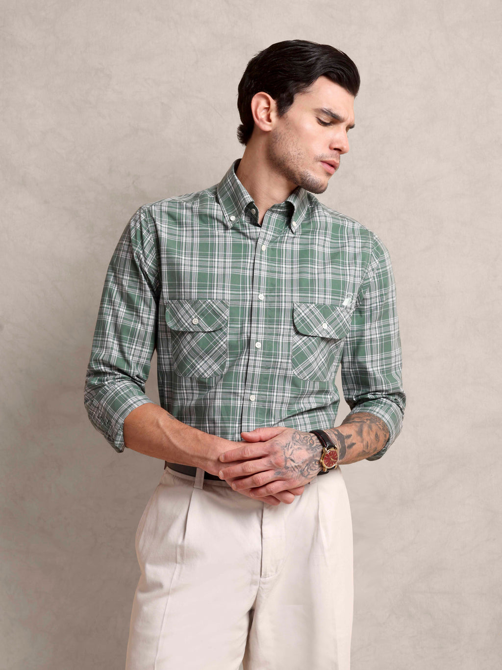 The Karikala: Slim Fit Checkered Pista Poplin Shirt