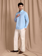 The Rawal: Slim Fit Solid Powder Blue Oxford Shirt