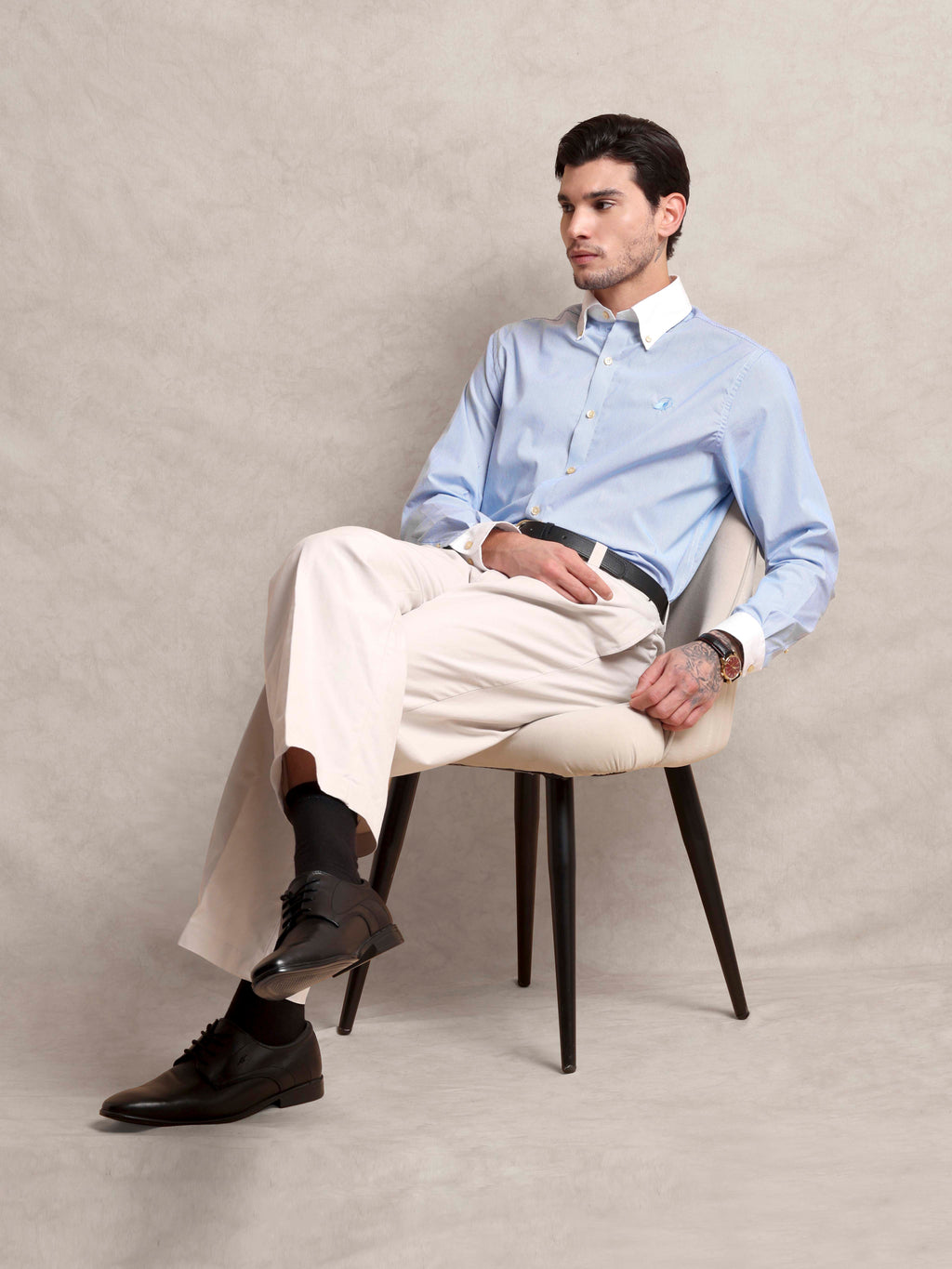The Rawal: Slim Fit Egyptian Giza Cotton Striped Powder Blue Shirt