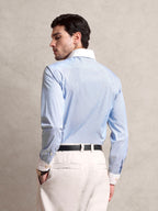 The Rawal: Slim Fit Egyptian Giza Cotton Striped Powder Blue Shirt