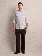 The Karikala: Slim Fit Checkered Salmon Poplin Shirt