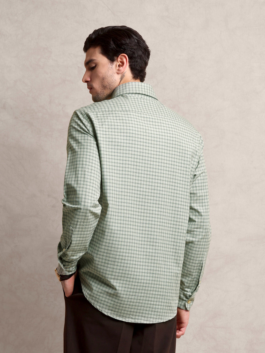 The Udai: Slim Fit Supima Cotton Checkered Pista Shirt