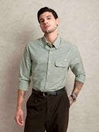 The Udai: Slim Fit Supima Cotton Checkered Pista Shirt