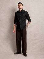 The Rawal: Slim Fit Solid Charcoal Oxford Shirt