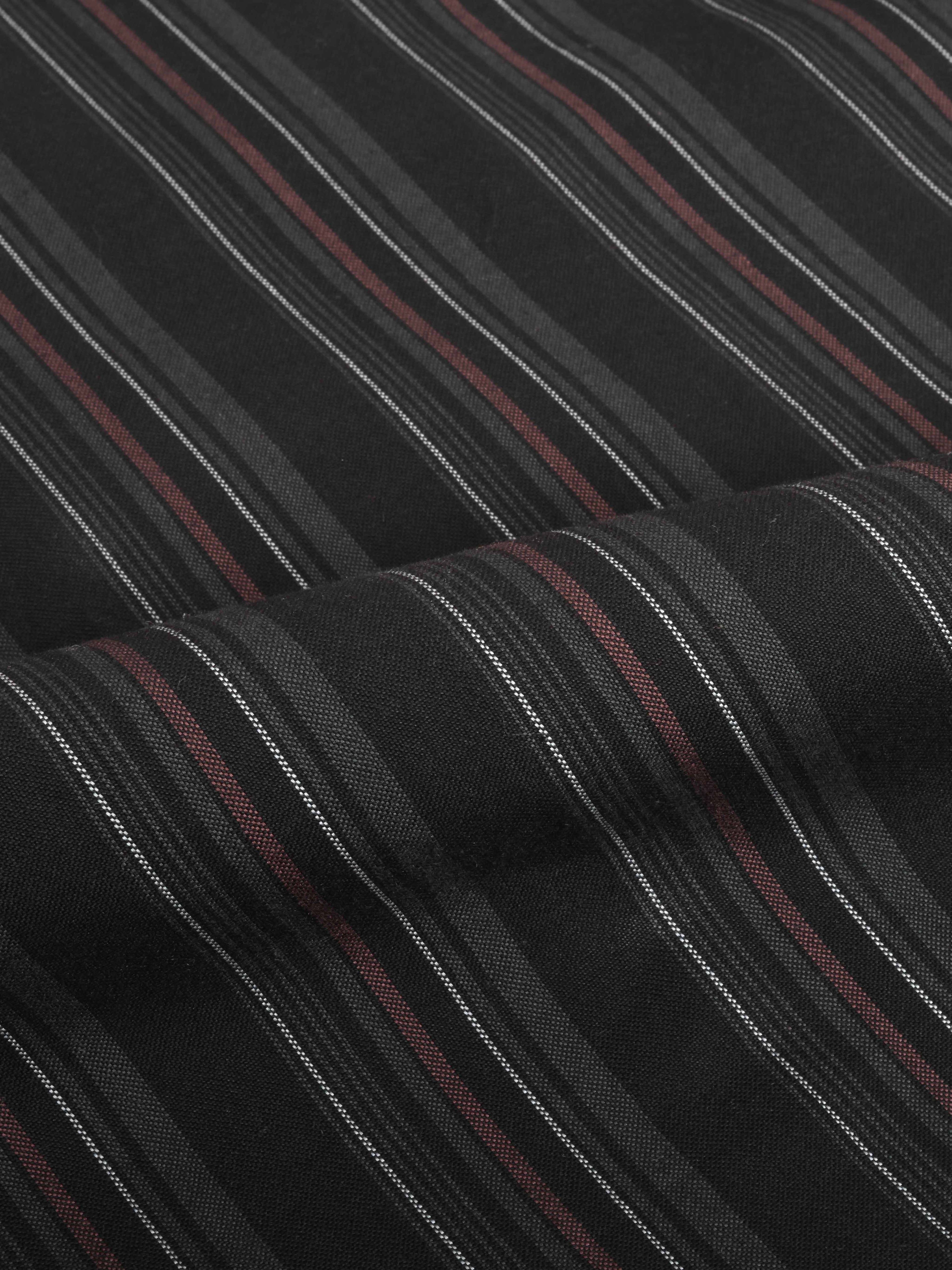 The Rawal: Slim Fit Black Multi-Striped Oxford Shirt