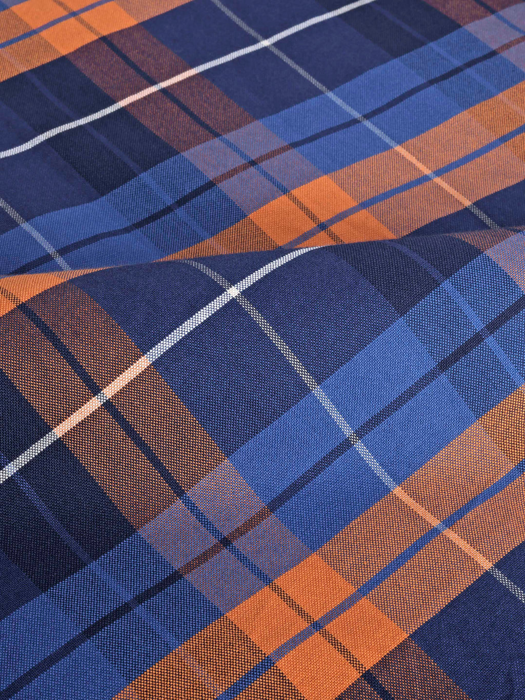The Karikala: Slim Fit Checkered Orange Poplin Shirt