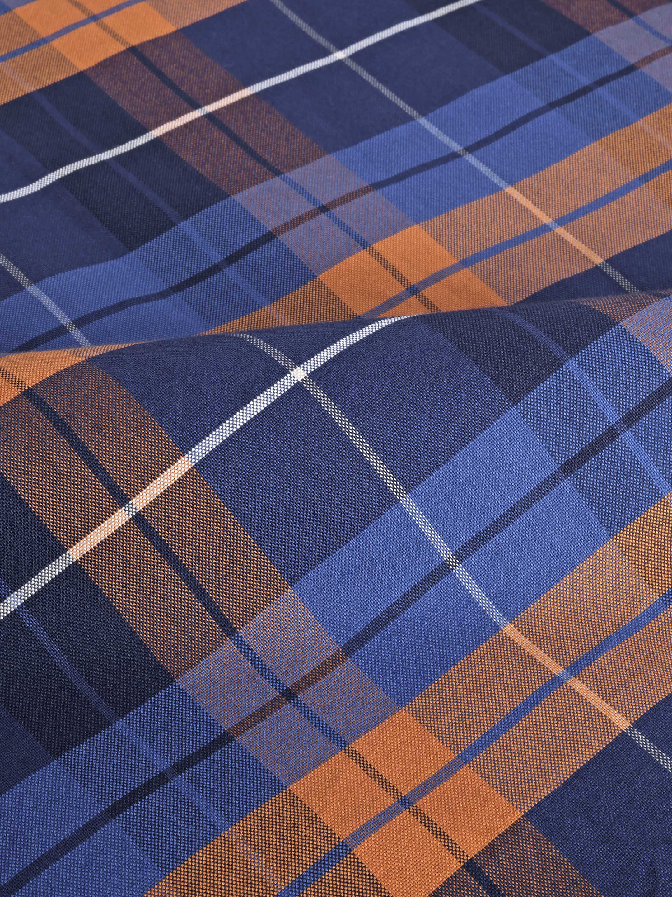 The Karikala: Slim Fit Checkered Orange Poplin Shirt