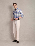 The Rawal: Slim Fit Checkered Blue Oxford Shirt