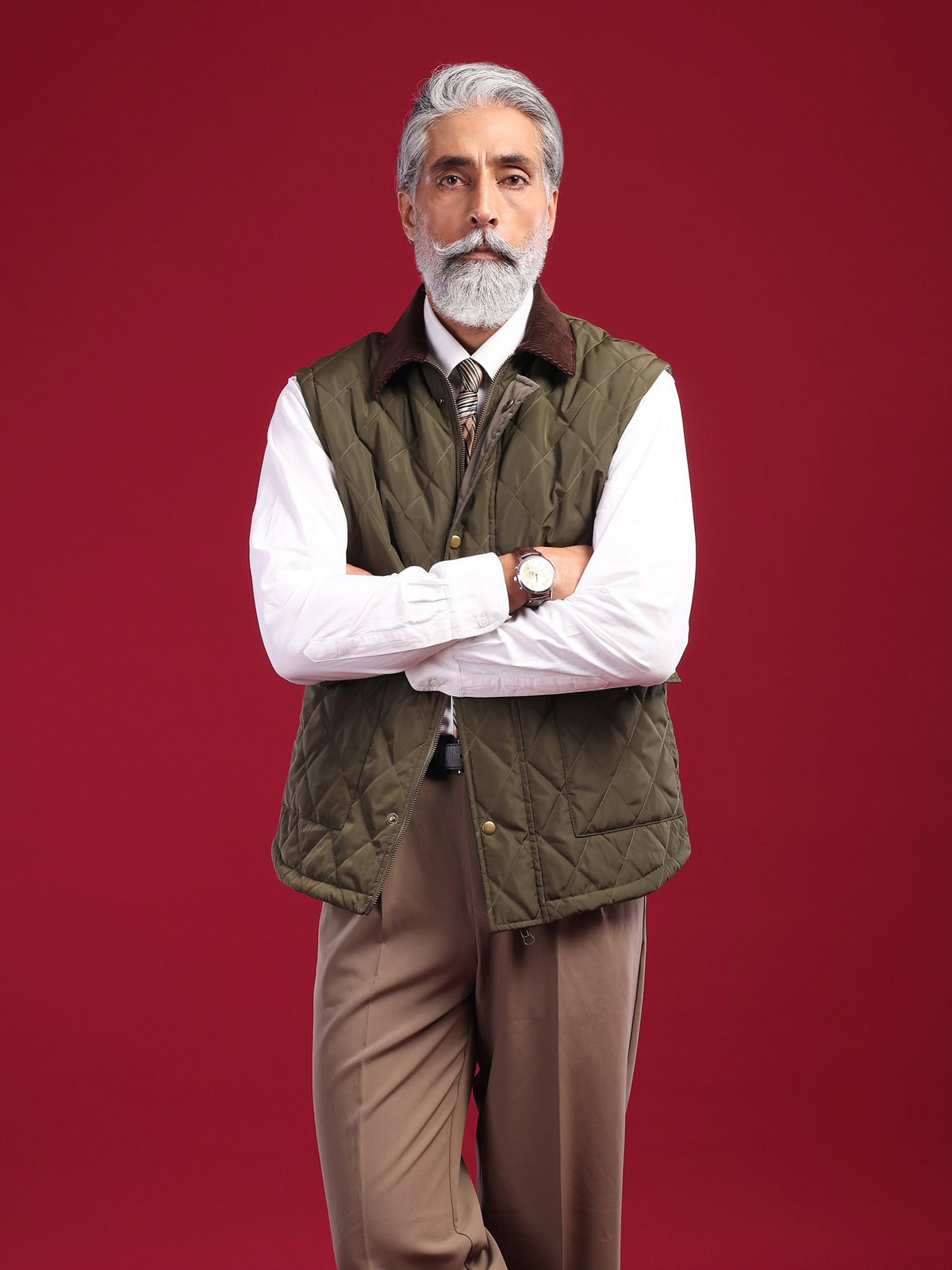 The Tagore Jacket: Olive Green Gilet