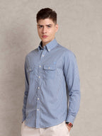 The Karikala: Slim Fit Supima Cotton Checkered Blue Shirt