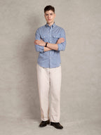 The Karikala: Slim Fit Supima Cotton Checkered Blue Shirt