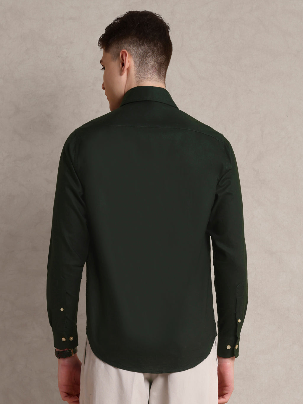 The Rawal: Slim Fit Solid Olive Green Oxford Shirt
