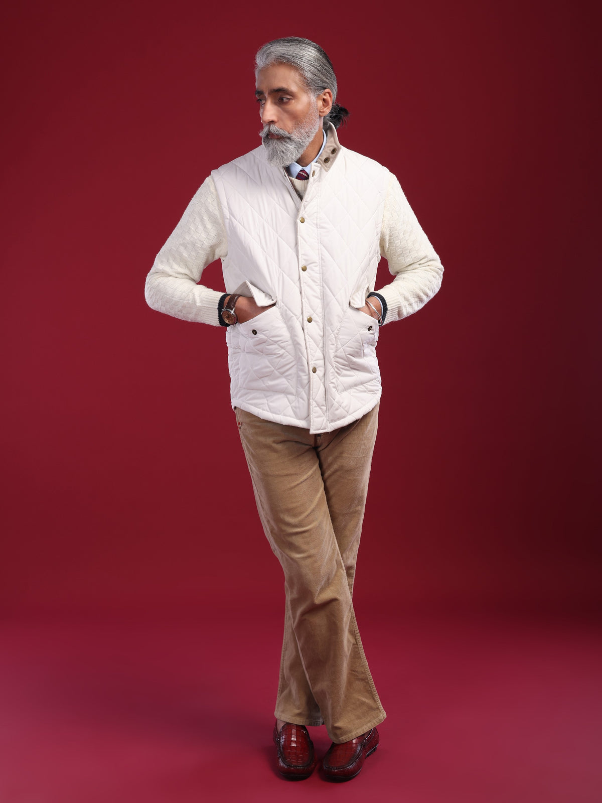 The Tagore Jacket: White Gilet