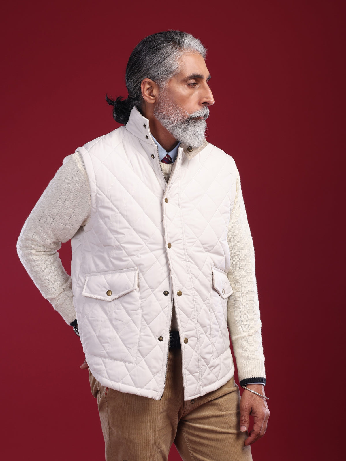 The Tagore Jacket: White Gilet