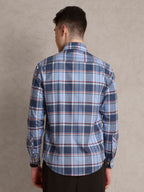 The Rawal: Slim Fit Plaid Blue Oxford Shirt