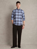 The Rawal: Slim Fit Plaid Blue Oxford Shirt