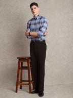 The Rawal: Slim Fit Plaid Blue Oxford Shirt