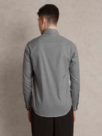 The Udai: Slim Fit Checkered Black Single Pocket Oxford Shirt