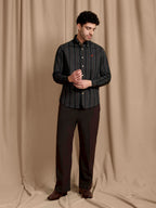 The Rawal: Slim Fit Black Multi-Striped Oxford Shirt