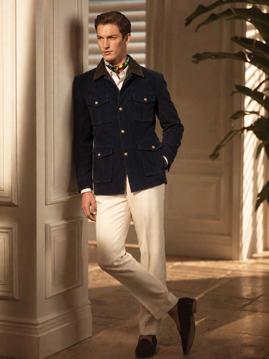The Kalinga- Men's Blue Pure Cotton Courduroy Jacket