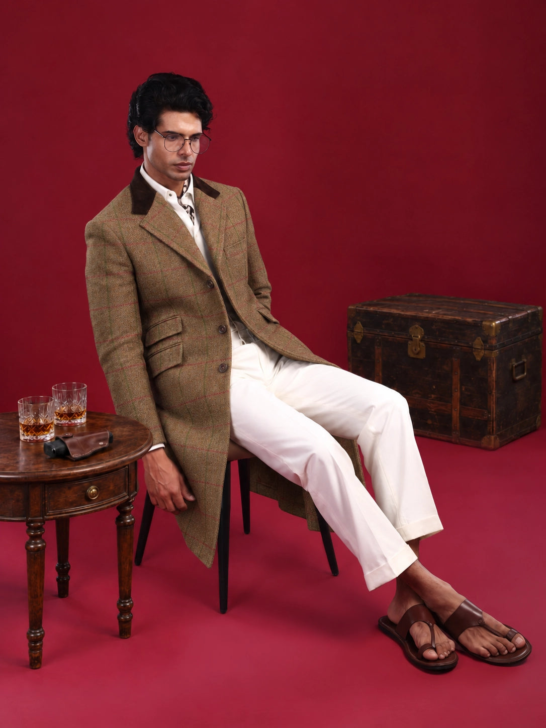 The Karthikeyan: Tweed Overcoat