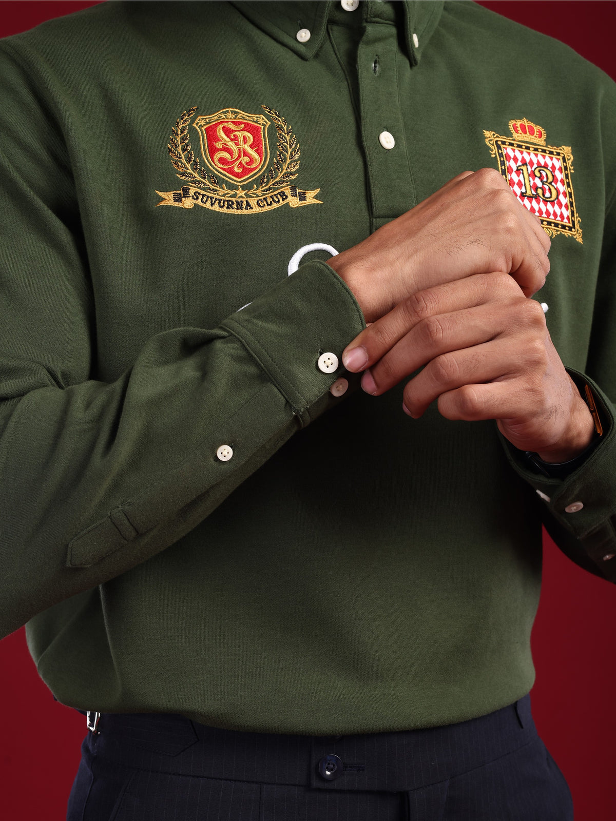 Olive Green Marjing Heritage Polo