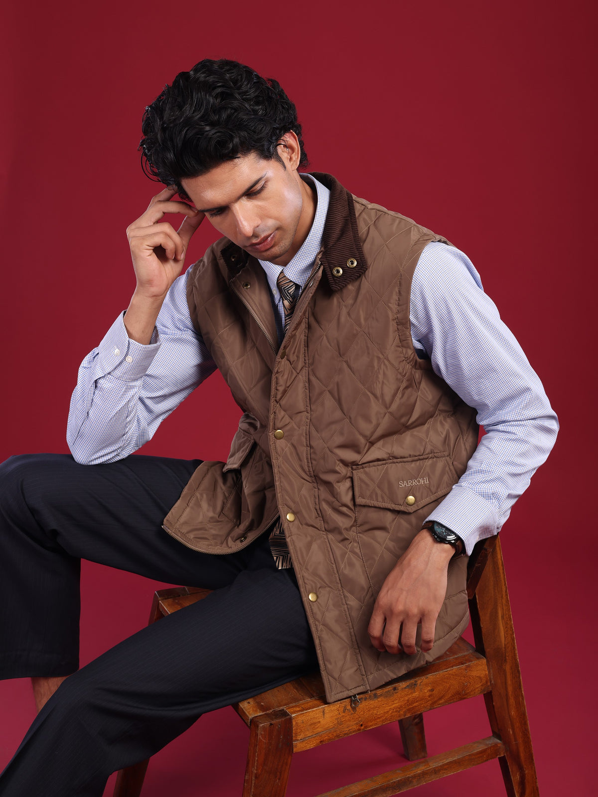 The Tagore Jacket: Mocha Brown Gilet