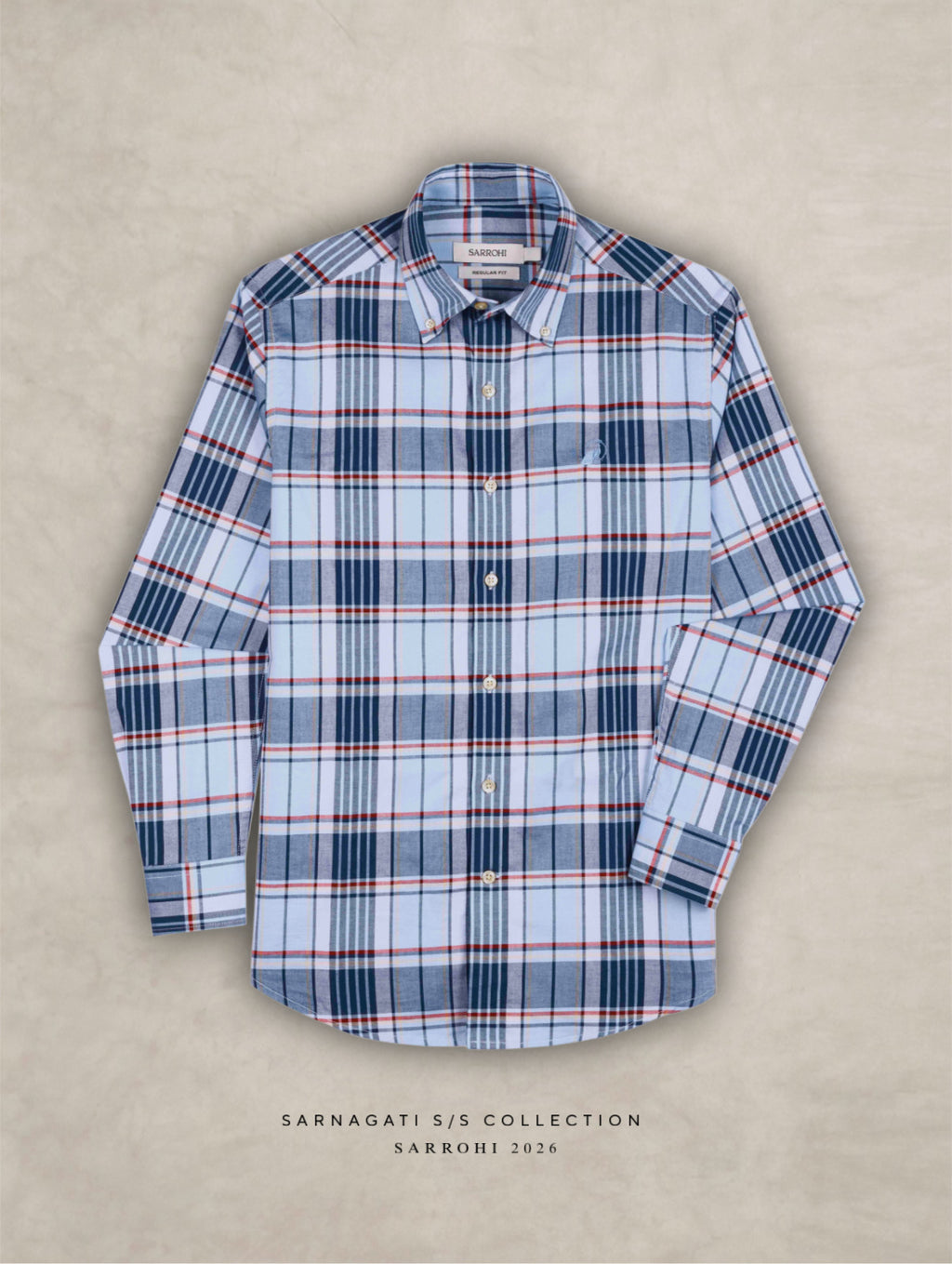 The Rawal: Slim Fit Plaid Blue Oxford Shirt