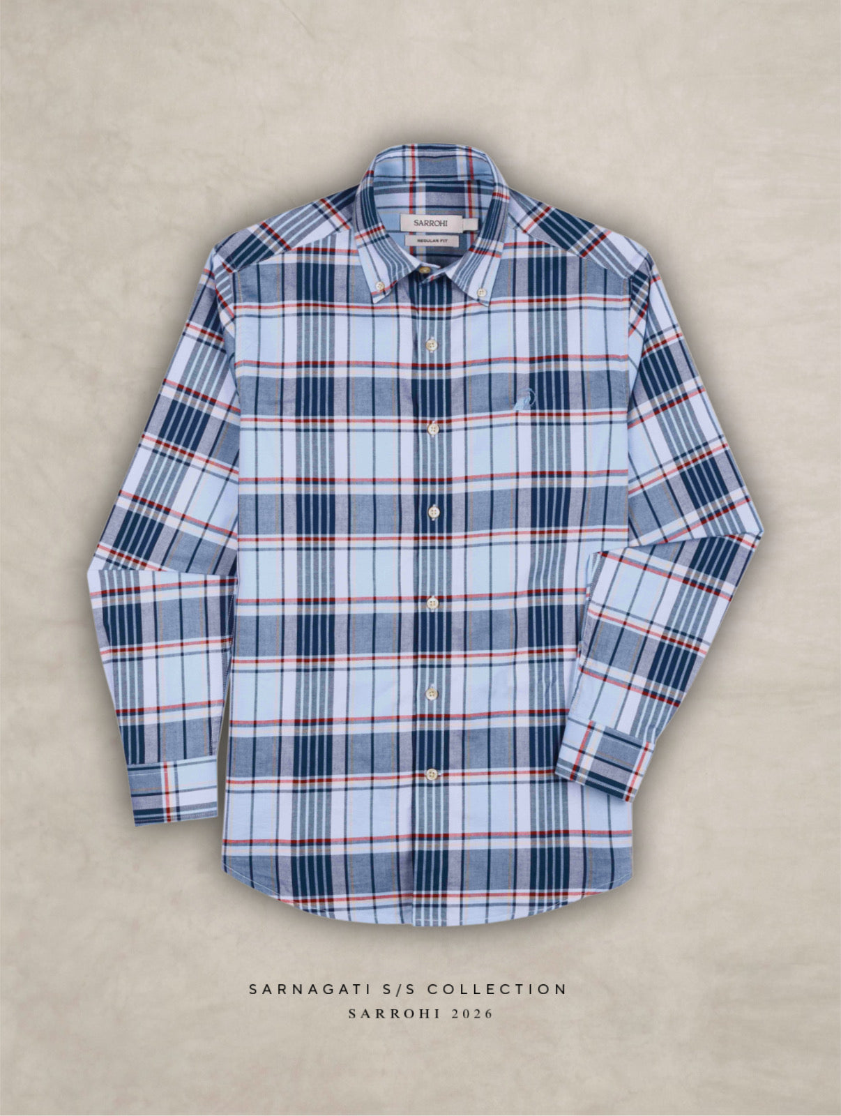 The Rawal: Slim Fit Plaid Blue Oxford Shirt