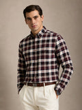 The Rawal: Slim Fit Checkered Maroon Oxford Shirt
