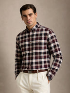 The Rawal: Slim Fit Checkered Maroon Oxford Shirt