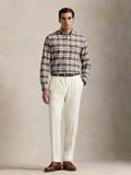 The Udai: Slim Fit Checkered Blue-Gold Oxford Shirt