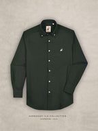 The Rawal: Slim Fit Solid Olive Green Oxford Shirt