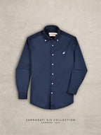 The Rawal: Slim Fit Solid Navy Blue Oxford Shirt