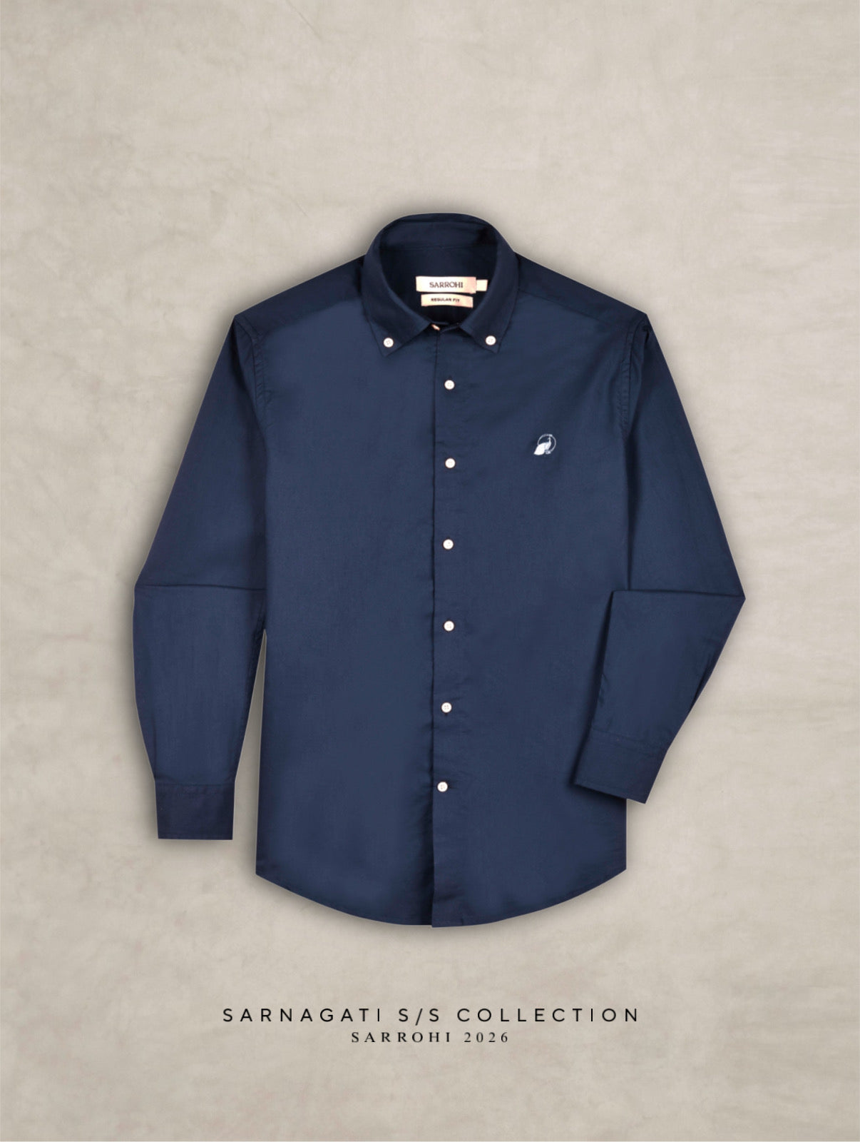 The Rawal: Slim Fit Solid Navy Blue Oxford Shirt
