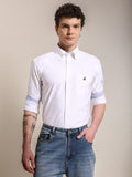 The Udai: Slim Fit White Semi Casual Oxford Shirt