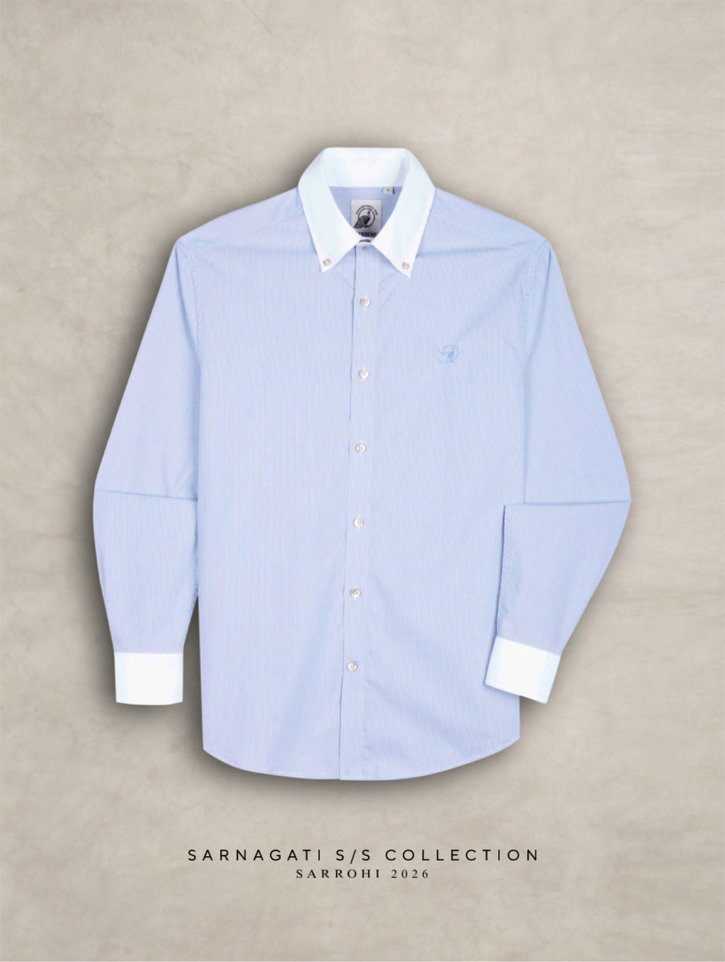 The Rawal: Slim Fit Egyptian Giza Cotton Striped Powder Blue Shirt