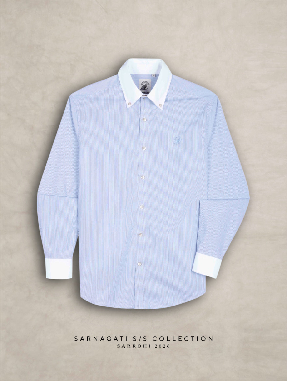 The Rawal: Slim Fit Egyptian Giza Cotton Striped Powder Blue Shirt