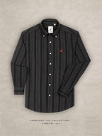 The Rawal: Slim Fit Black Multi-Striped Oxford Shirt