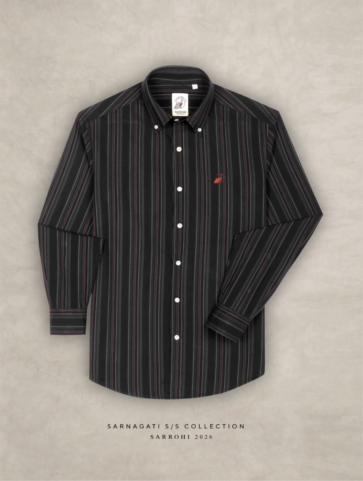 The Rawal: Slim Fit Black Multi-Striped Oxford Shirt