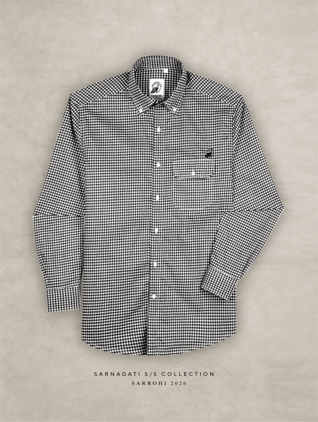 The Udai: Slim Fit Checkered Black Single Pocket Oxford Shirt