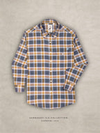 The Udai: Slim Fit Checkered Blue-Gold Oxford Shirt
