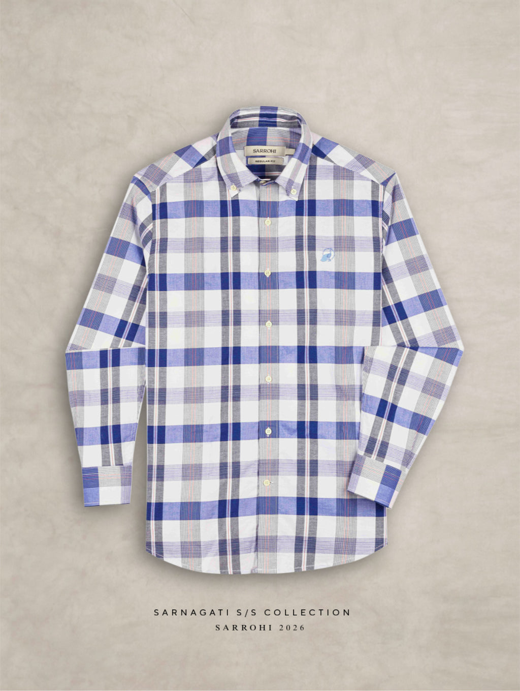 The Rawal: Slim Fit Checkered Blue Oxford Shirt