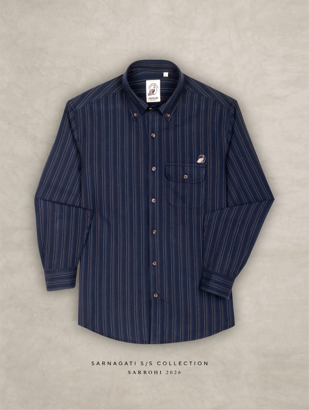 The Udai: Slim Fit Blue-Gold Striped Oxford Shirt