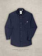 The Udai: Slim Fit Blue-Gold Striped Oxford Shirt