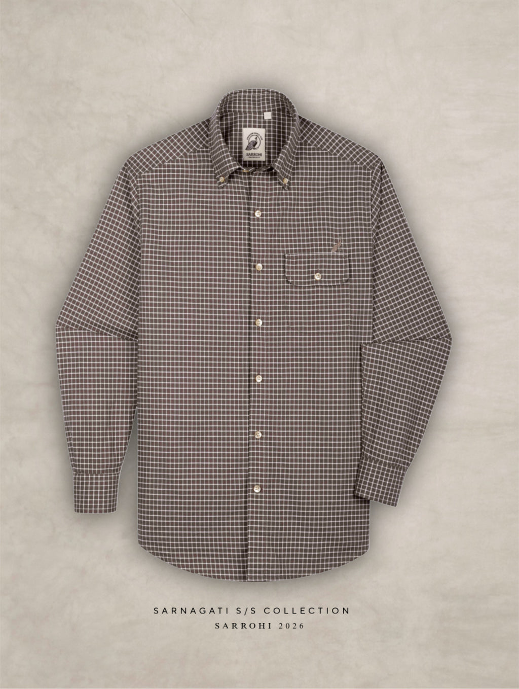 The Udai: Slim Fit Checkered Caramel Egyptian Cotton Shirt